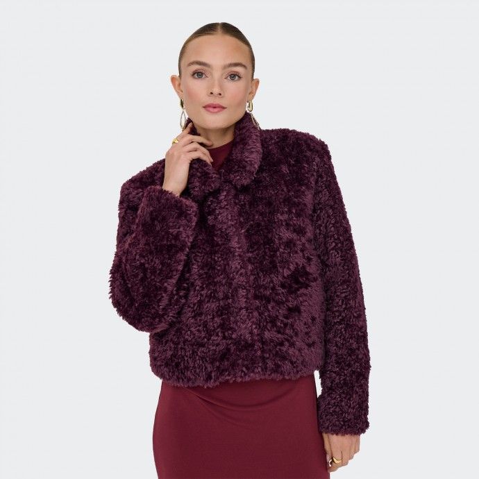 ONLGINNY Only Manteau en fourrure bordeaux