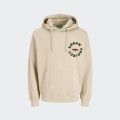 Urban Project Loose Fit Beige Hoodie Embroidery