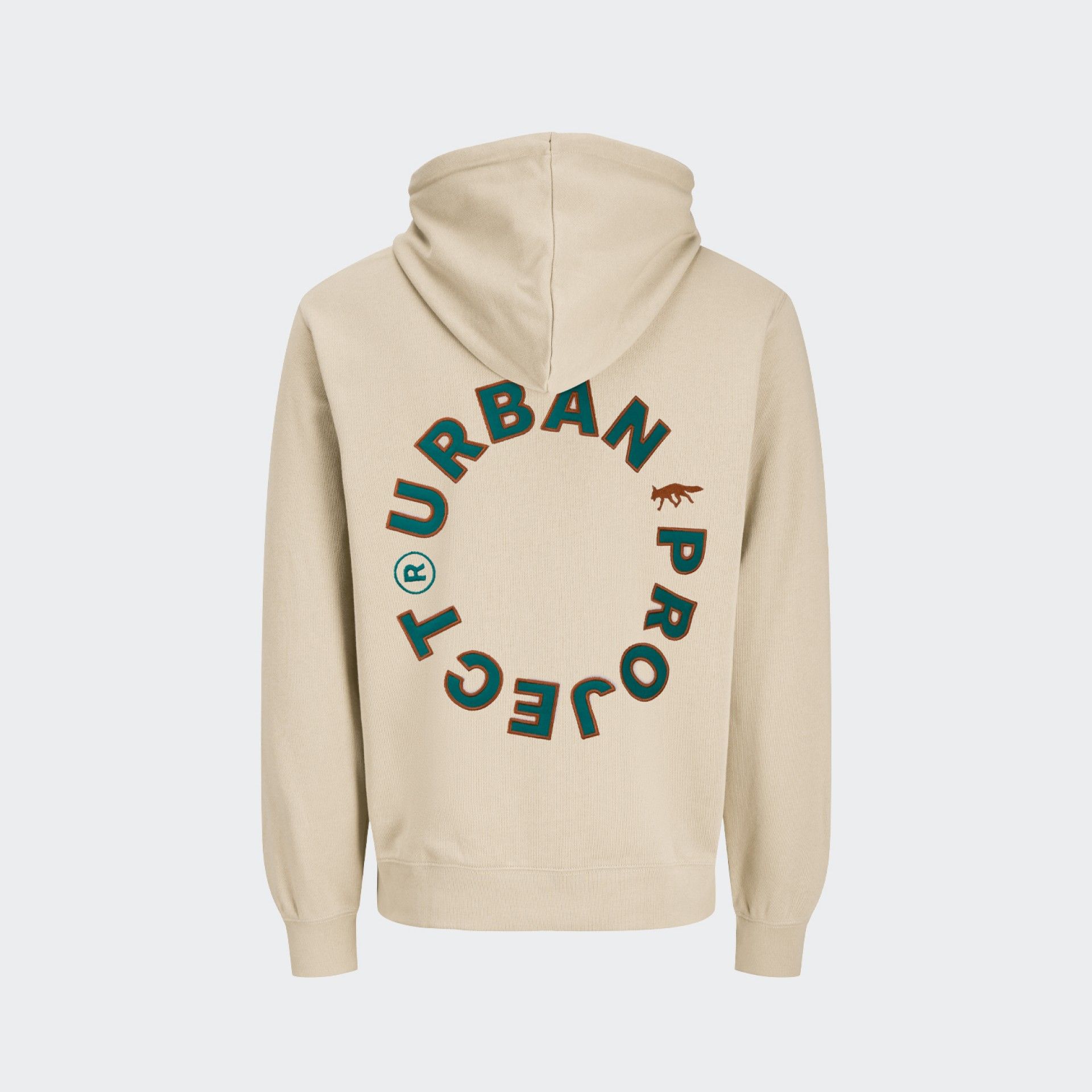 Urban Project Loose Fit Beige Hoodie Embroidery