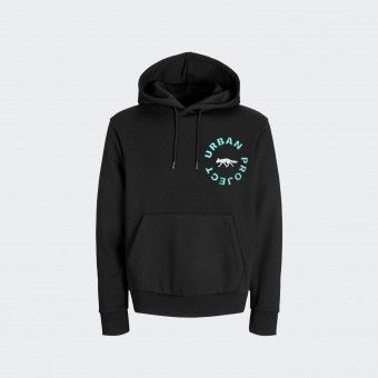Urban Project Embroidered Loose Fit Black Hoodie