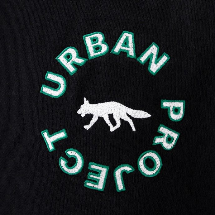 Urban Project Embroidered Loose Fit Black Hoodie