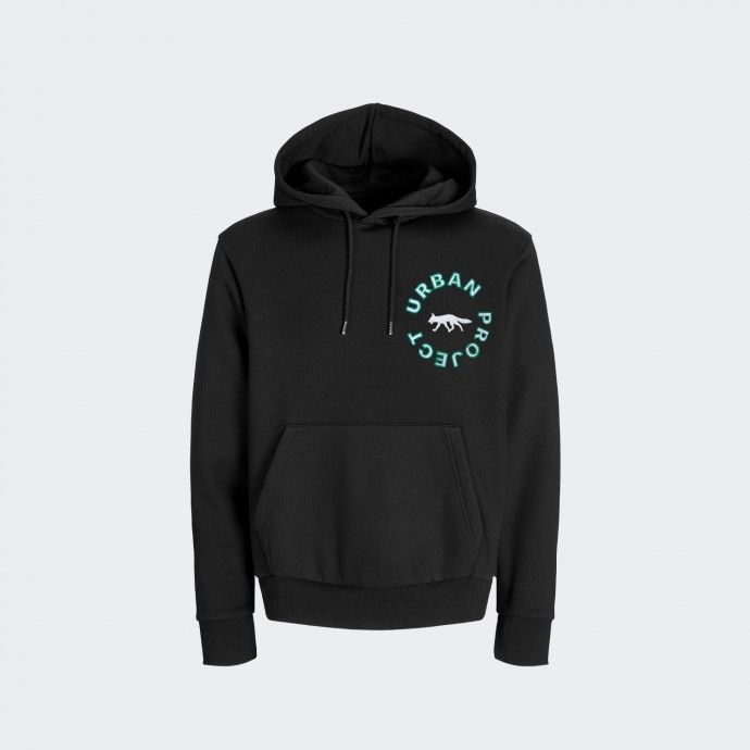 Urban Project Embroidered Loose Fit Black Hoodie