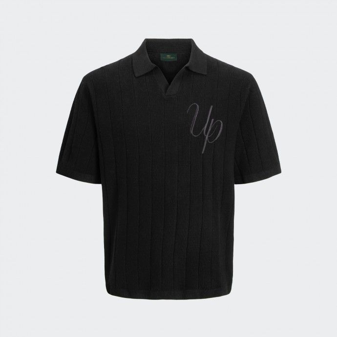 Urban Project Embroidered Knit Polo Shirt