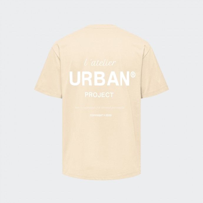 Urban Project Loose Fit Printed and Embroidered Yellow T-shirt
