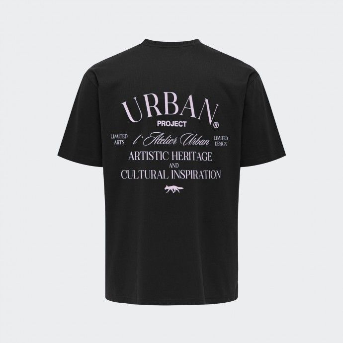 Urban Project Oversized Printed Black T-shirt