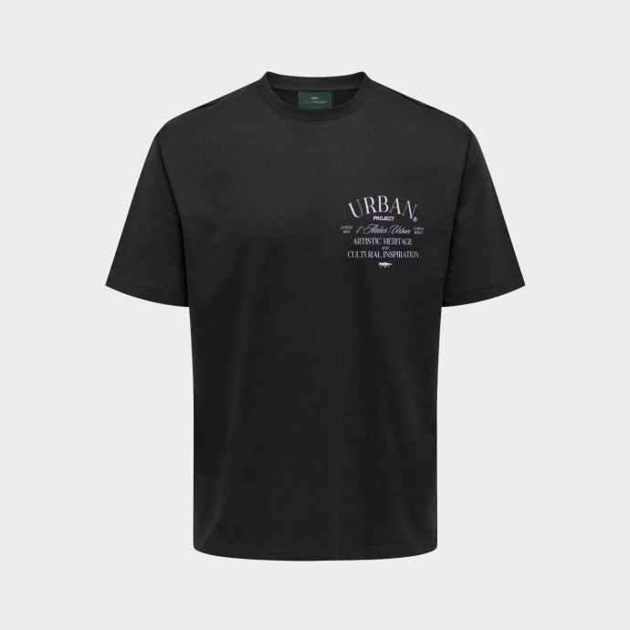 Urban Project Oversized Printed Black T-shirt