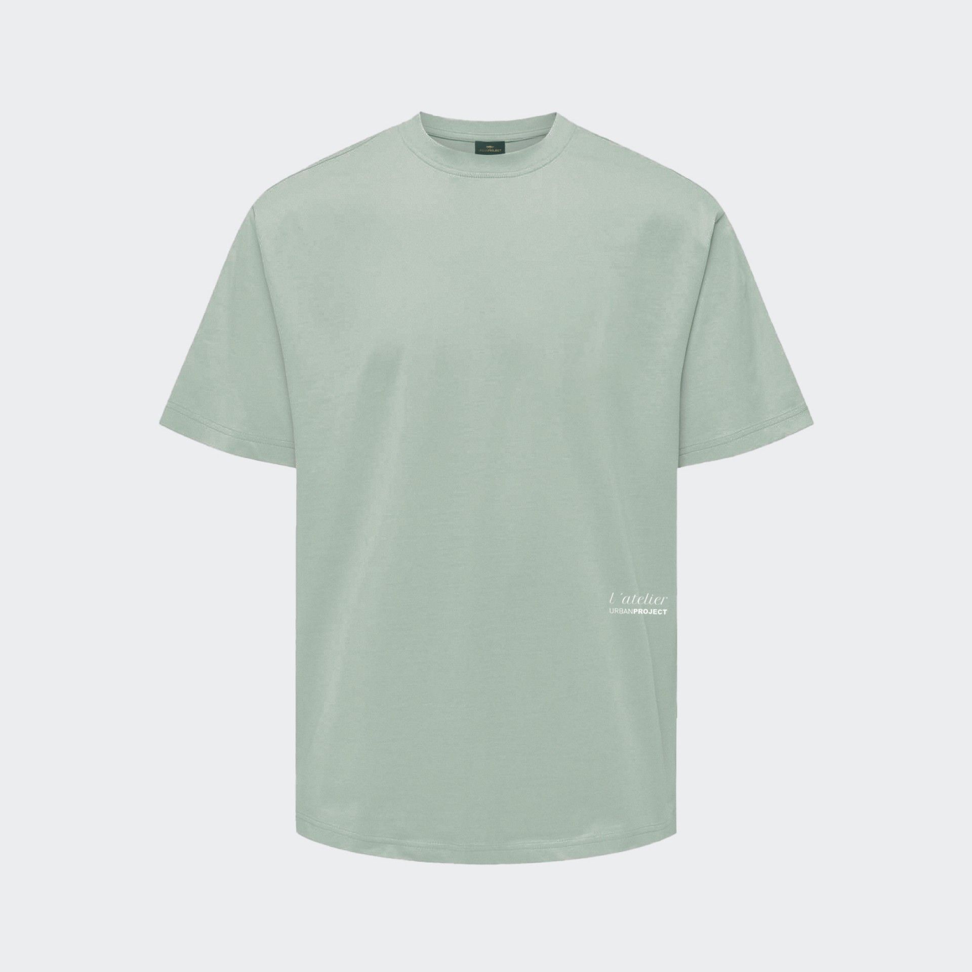 Loose Fit Green T-shirt with Urban Project Print and Embroidery
