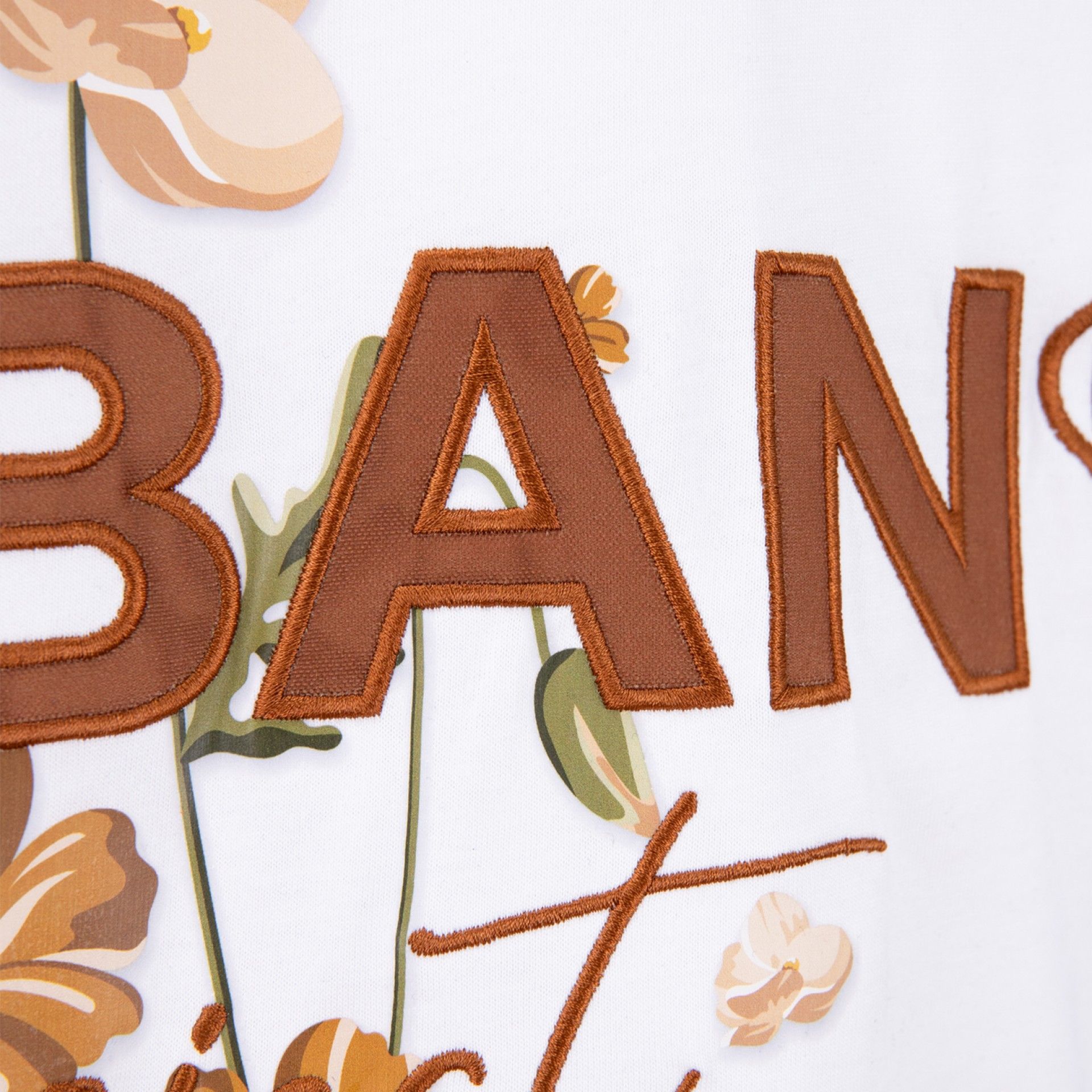 Urban Project White Floral Printed and Embroidered T-shirt