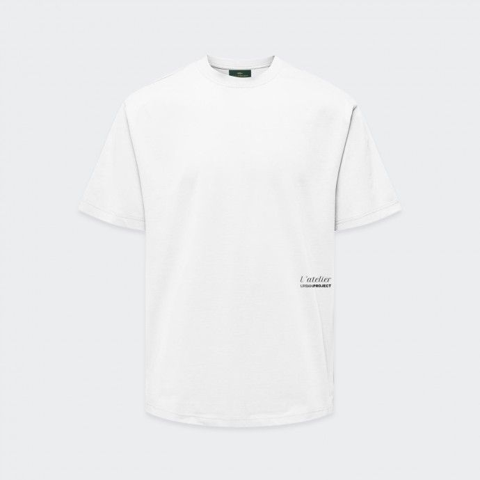 Camiseta Loose Fit Blanca con Estampado y Bordado Urban Project