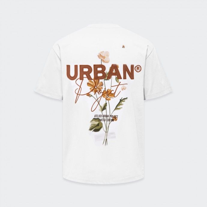 Urban Project White Floral Printed and Embroidered T-shirt