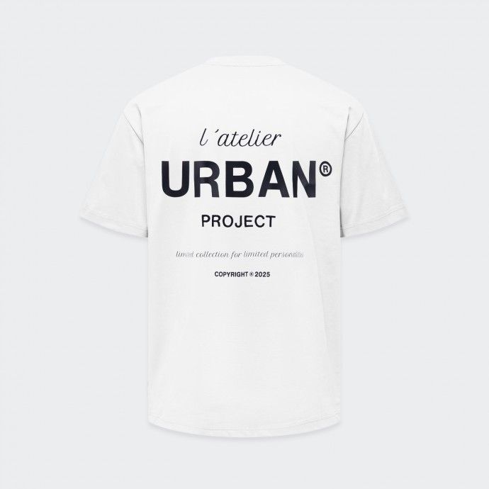 Camiseta Loose Fit Blanca con Estampado y Bordado Urban Project