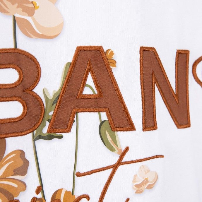 Urban Project White Floral Printed and Embroidered T-shirt