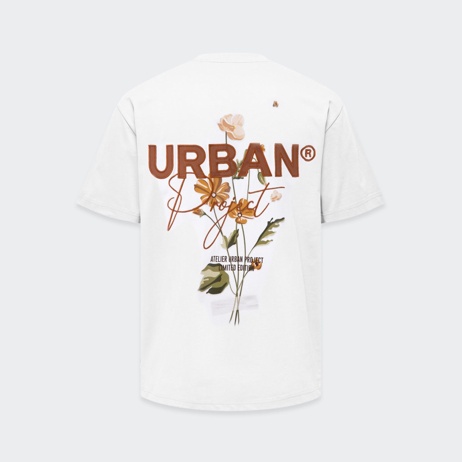 Urban Project White Floral Printed and Embroidered T-shirt