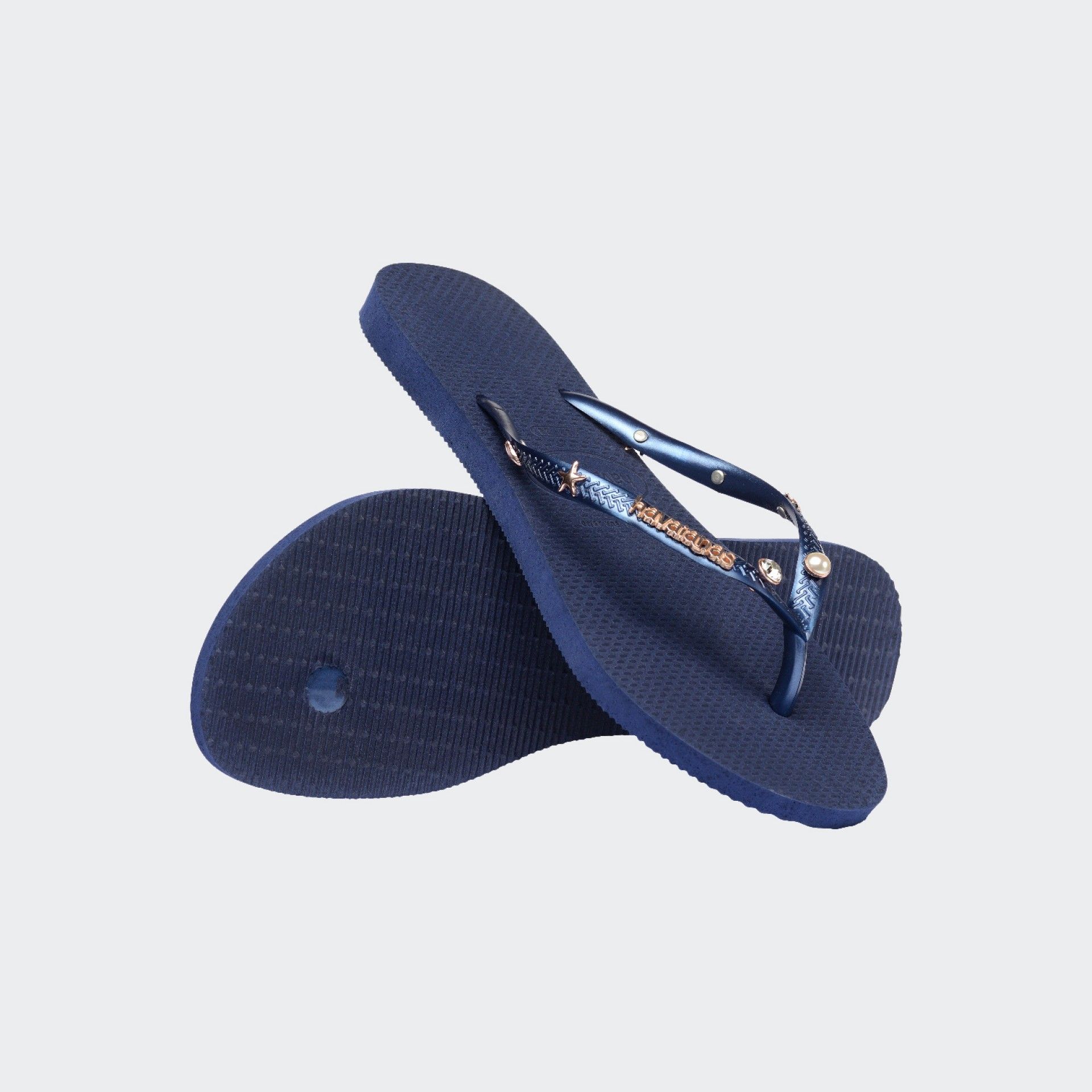 Havaianas Slim Luxury Aqua Navy Blue Flip Flops