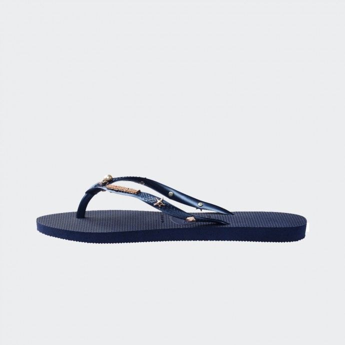 Havaianas Slim Luxury Aqua Navy Blue Flip Flops