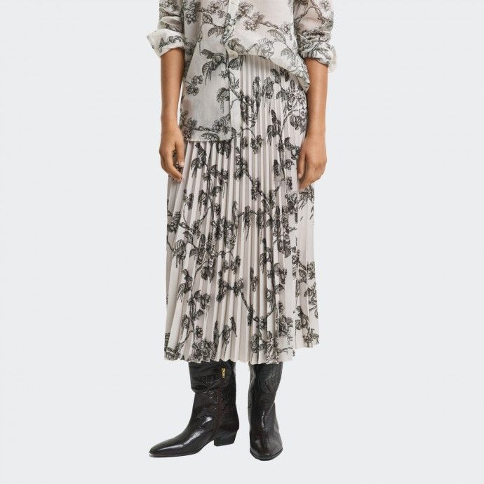 Long pleated skirt with Tree Gant print