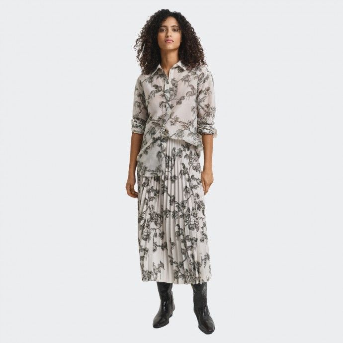 Long pleated skirt with Tree Gant print