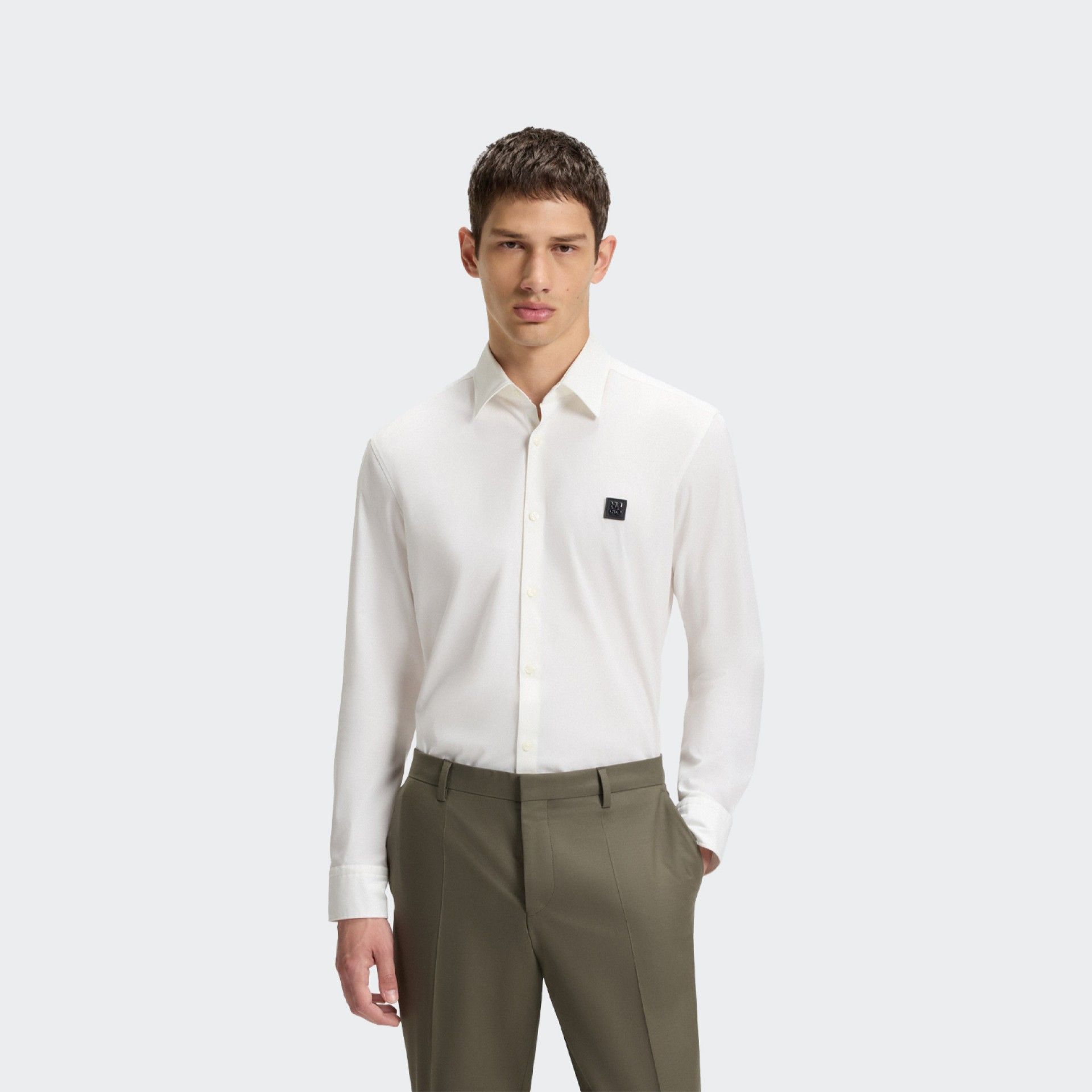 Camisa slim fit em algodão elástico Hugo