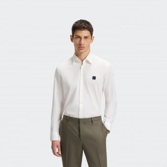 Slim fit stretch cotton shirt with Hugo logo
