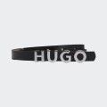 Leather belt with Hugo logo buckle