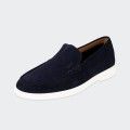 Boss Navy Suede Loafers with Contrasting Sole