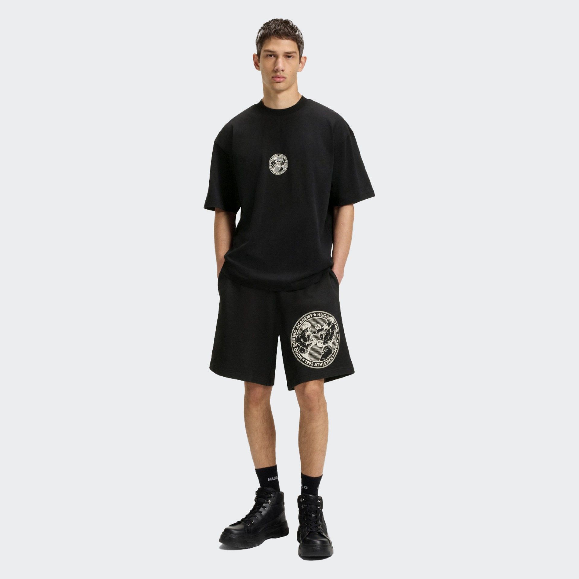 Camiseta de algodón Hugo con estampado de boxeo