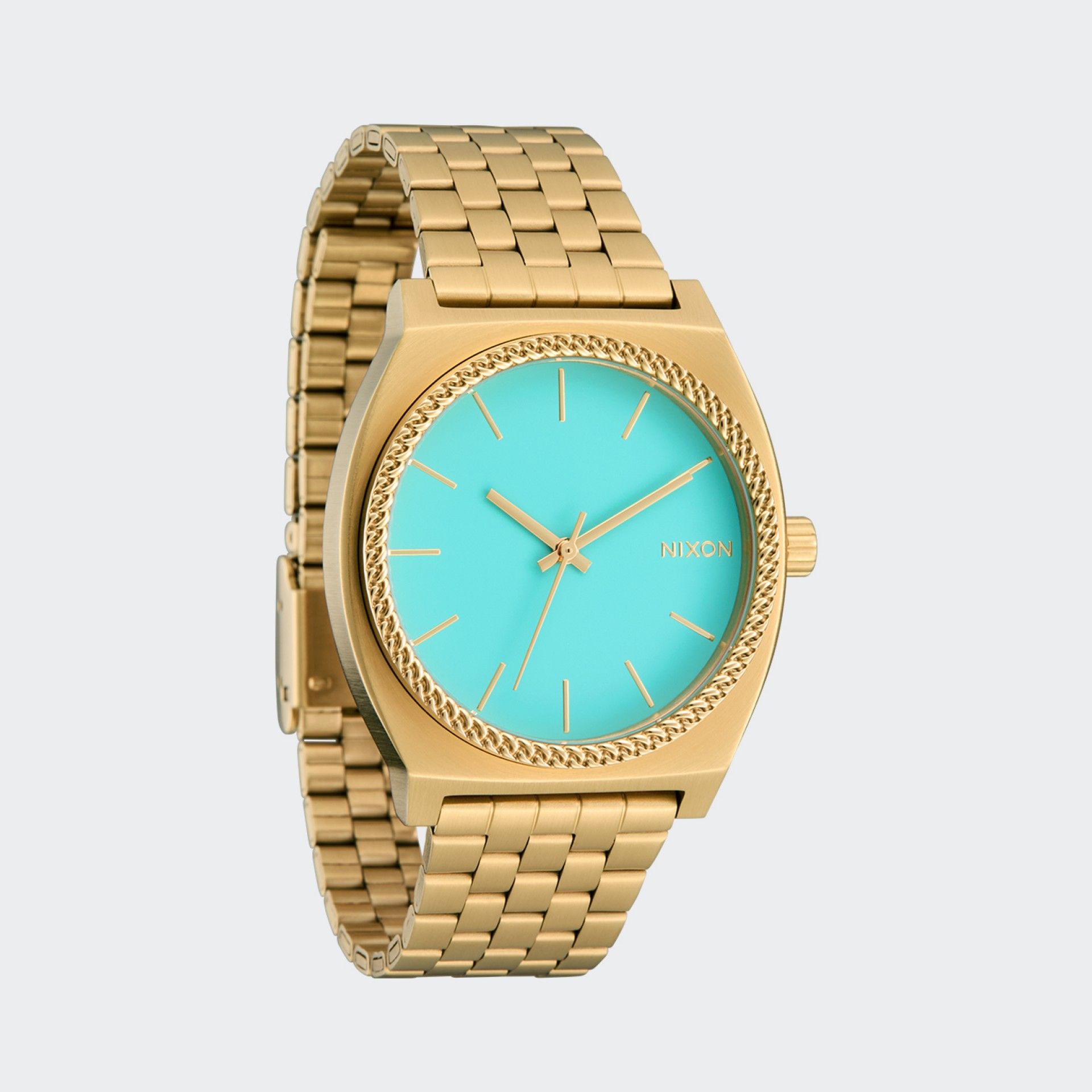Horloge Nixon Time Teller Turquoise & Gold