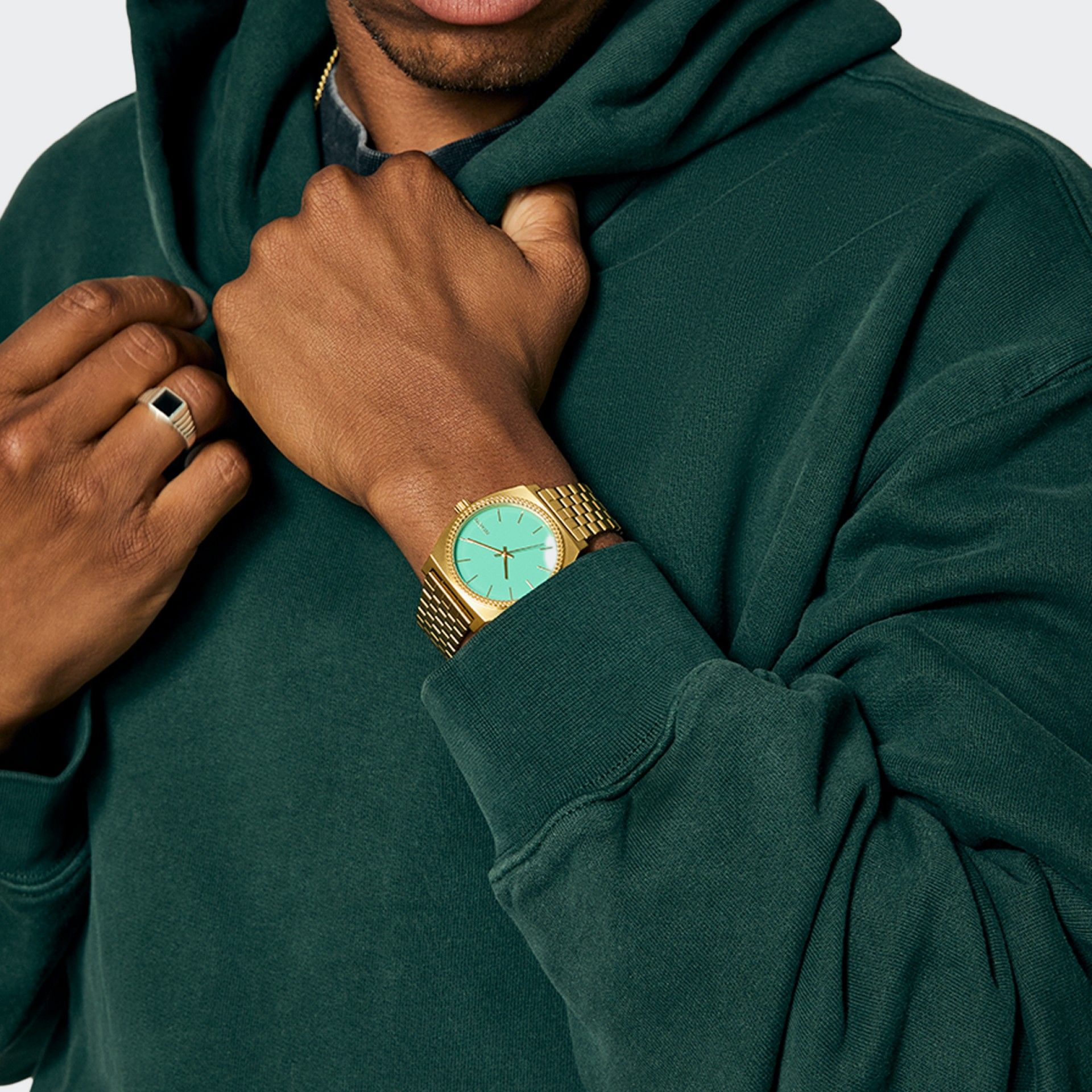 Horloge Nixon Time Teller Turquoise & Gold