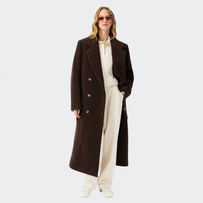 Polo de franela extragrande beige de Lacoste