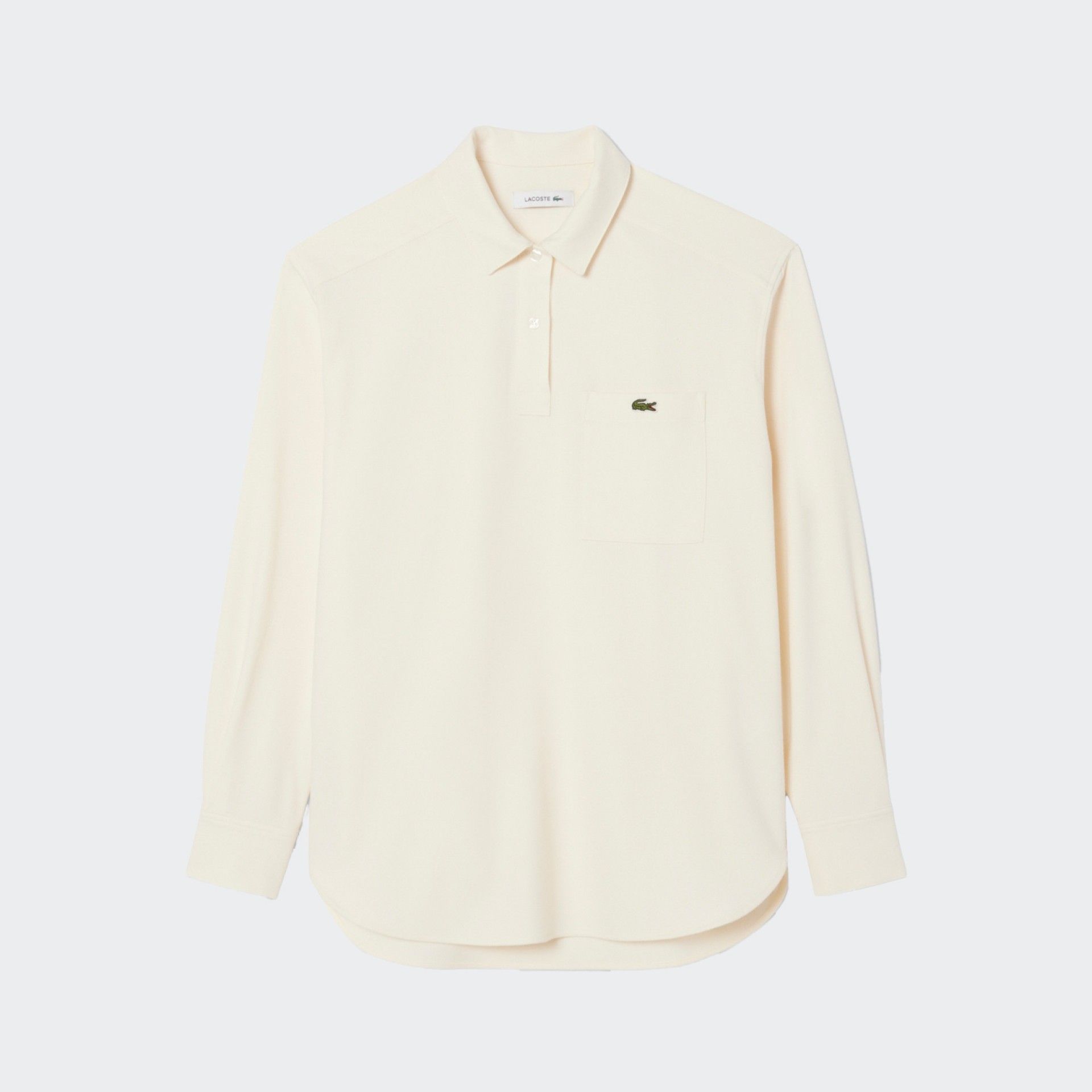 Polo de franela extragrande beige de Lacoste