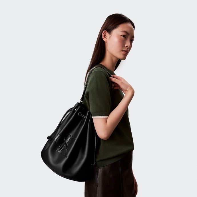 Calvin Klein Embossed Logo Bucket Bag