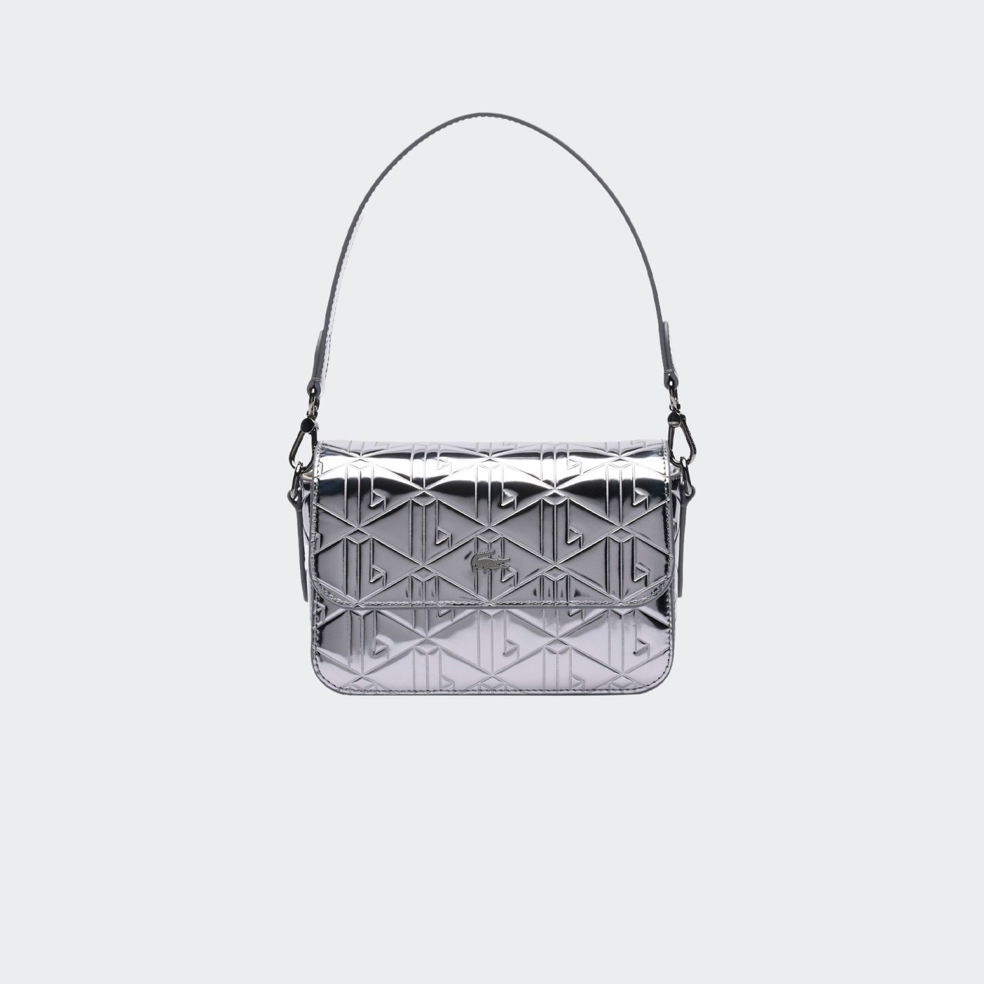 Bolso de hombro Lacoste gris metalizado