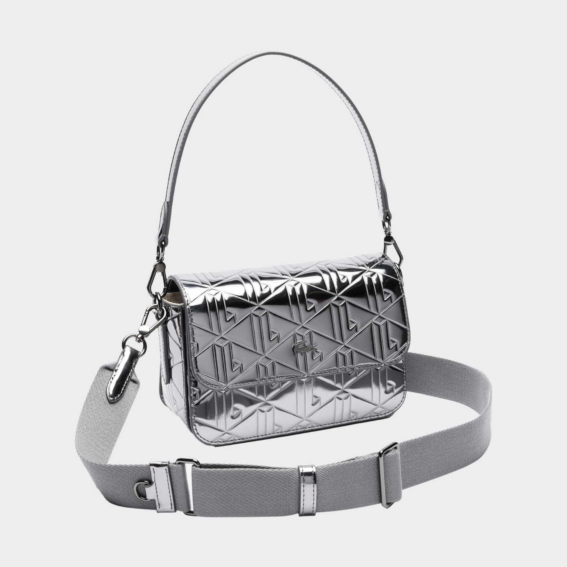 Bolso de hombro Lacoste gris metalizado