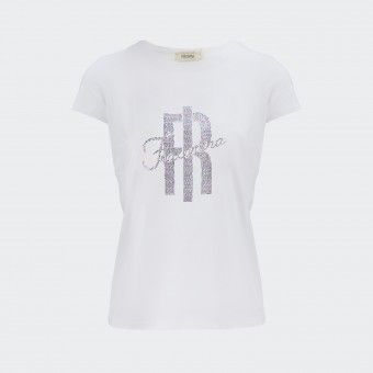 T-shirt with rhinestone details Fracomina