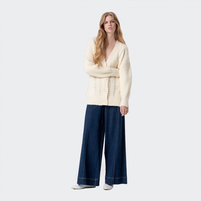 Casaco de Malha Oversize perfurado Fracomina