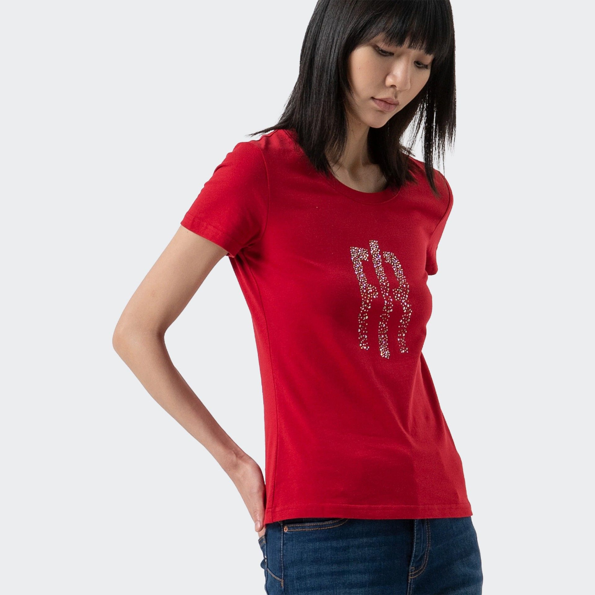 T-shirt slim fit de malha de algodão Fracomina