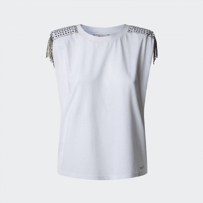 T-shirt Detalhe Strass nos Ombros Pepe Jeans