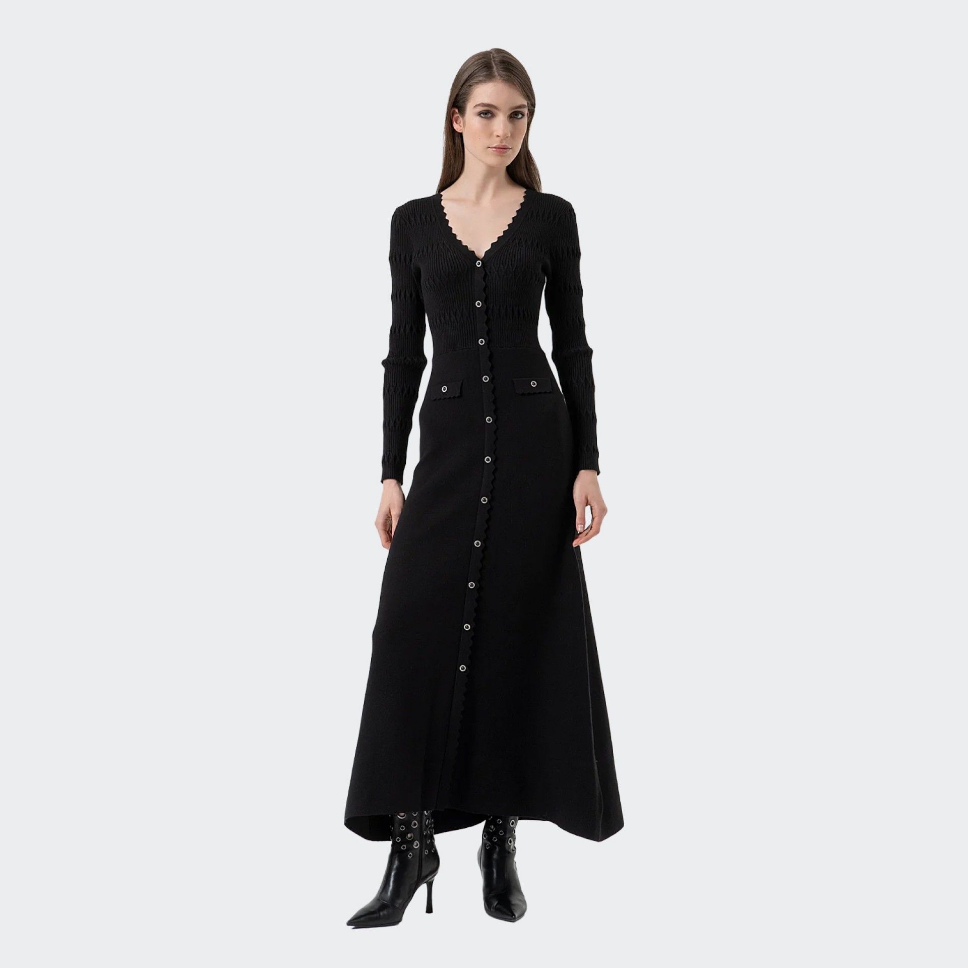 Vestido Comprido de Malha Slim Fit Fracomina