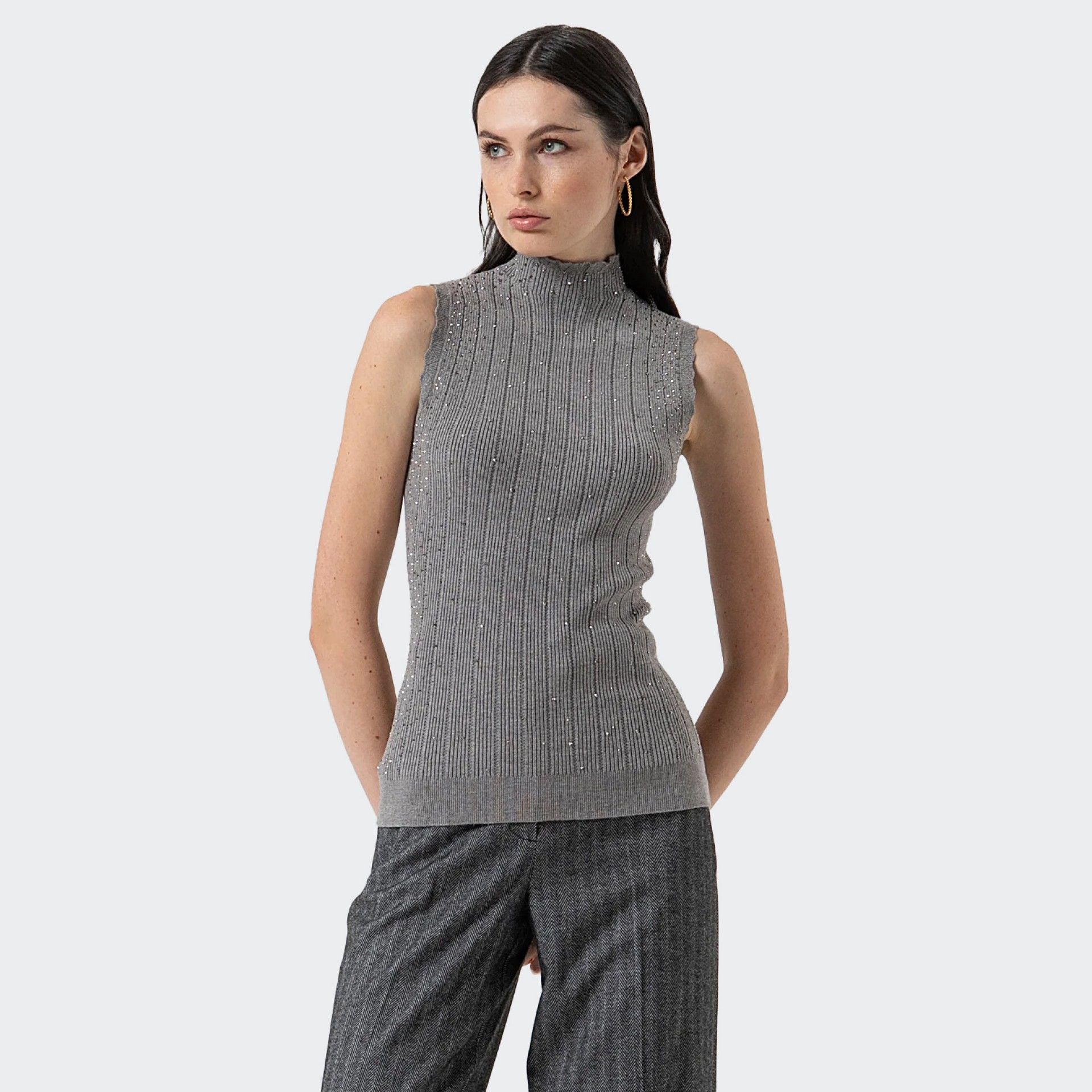 Top de malla con diamantes de imitación Fracomina