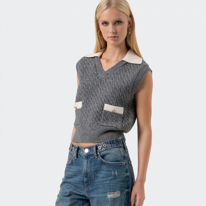 Gilet en tricot � col en V Fracomina
