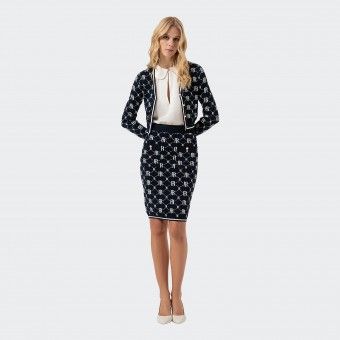 Cardigan Coupe Classique avec Effet Jacquard Fracomina