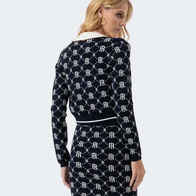 Fracomina Regular Fit Cardigan with Jacquard Effect