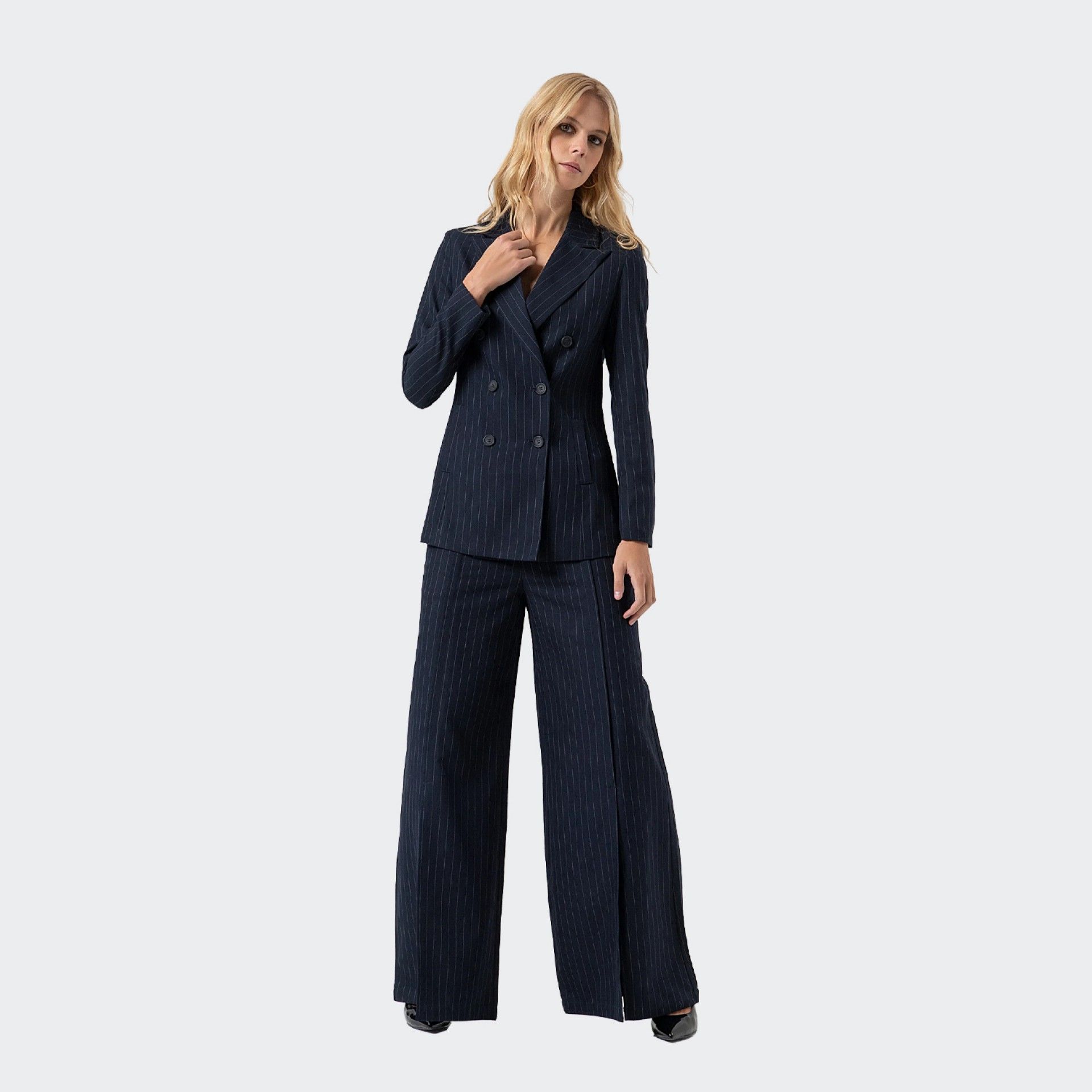 Pantalon évasé en tissu rayé Fracomina