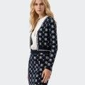 Fracomina Regular Fit Cardigan with Jacquard Effect Fracomina Regular Fit Cardigan with Jacquard Effect