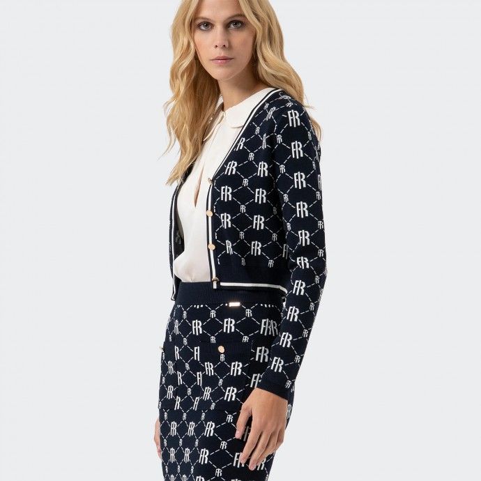 Fracomina Regular Fit Cardigan with Jacquard Effect
