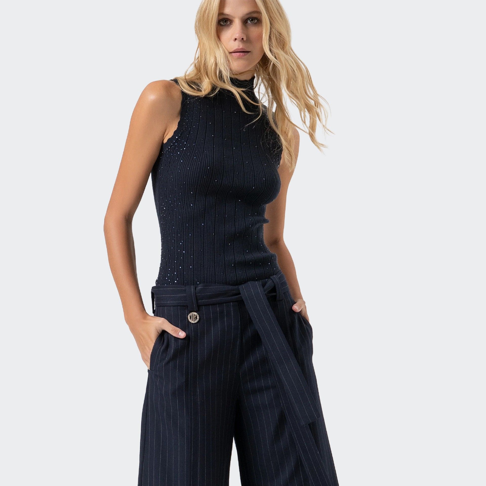 Pantalones acampanados en tejido de rayas Fracomina