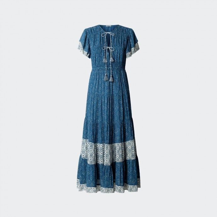Vestido Comprido C/ Padrão Floral Pepe Jeans
