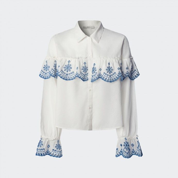 Camisa Com Folhos Bordados Pepe Jeans