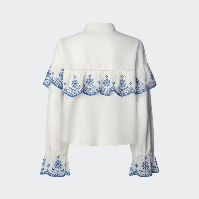 Camisa Com Folhos Bordados Pepe Jeans