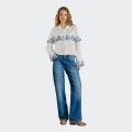 Camisa Com Folhos Bordados Pepe Jeans Camisa Com Folhos Bordados Pepe Jeans